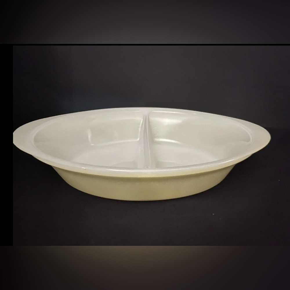 Divided Serving Dish Yellow US Glasbake J239 Vintage